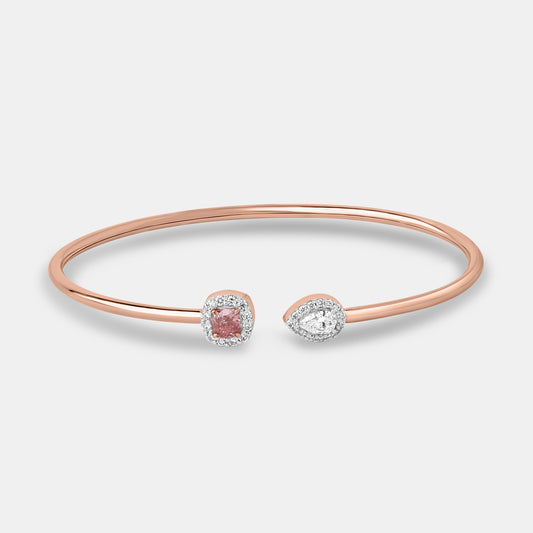 Cushion Intense Pink Diamond Bracelet With Halo