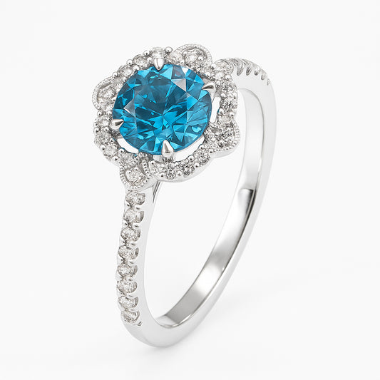 Blue Cascade Diamond Ring