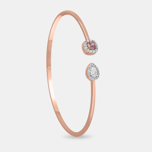 Cushion Intense Pink Diamond Bracelet With Halo